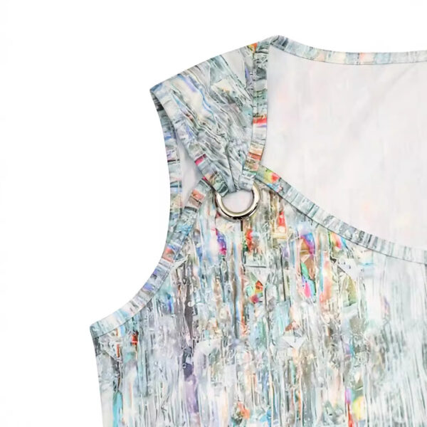 Women's Fashion Metal Buckle Printed Sleeveless Top - Image 2