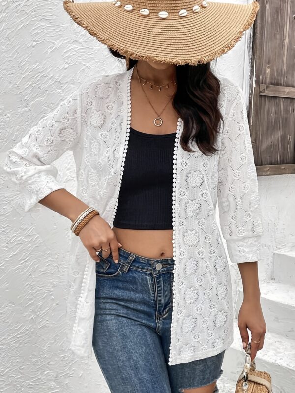 Elegant Lace Stitching Lace Cardigan Shawl - Image 4